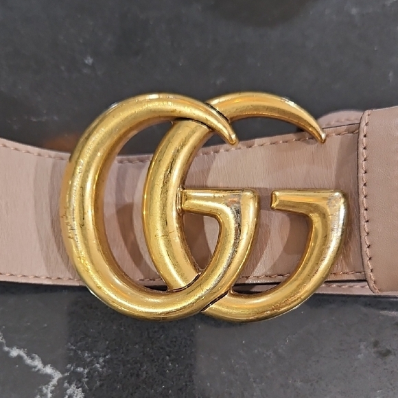 Gucci Tan Belt with Gold GG Buckle Size 30-32 / 80cms - Picture 2 of 5